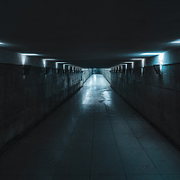 Buy canvas prints of Underground passage with blue light by Daniela Simona Temneanu