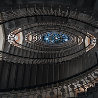 Buy canvas prints of Spiral staircase with chandeliers by Daniela Simona Temneanu
