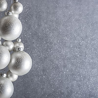 Buy canvas prints of Light silver Christmas balls and snowstorm by Daniela Simona Temneanu