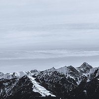 Buy canvas prints of Snow-capped mountain monochrome by Daniela Simona Temneanu