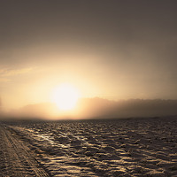 Buy canvas prints of Winter road covered with snow at sunrise by Daniela Simona Temneanu