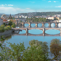 Buy canvas prints of Panoramic view over Prague City main river by Daniela Simona Temneanu