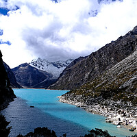 Buy canvas prints of Turquiose blue glacial high in the Andes in Peru by Steve Painter