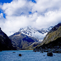 Buy canvas prints of Boating on a Peruvian glacial lake by Steve Painter