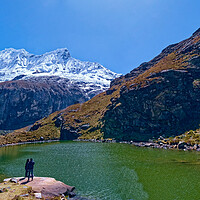 Buy canvas prints of a turquiose blue glacial lagoon high in the Andes in Peru by Steve Painter