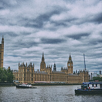 Buy canvas prints of Vintage style Palace of Westminster by Steve Painter
