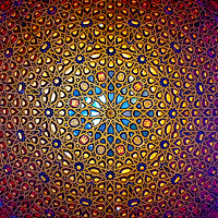 Buy canvas prints of Doomed ceiling in the Alcazar Palace Seville Spain by Steve Painter