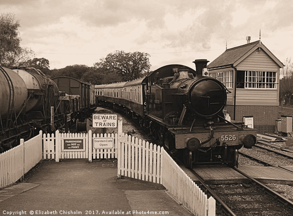Locomotive 5526 arriving into Totnes Picture Board by Elizabeth Chisholm