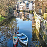Buy canvas prints of Two boats moored on the River Dart at Totnes by Elizabeth Chisholm
