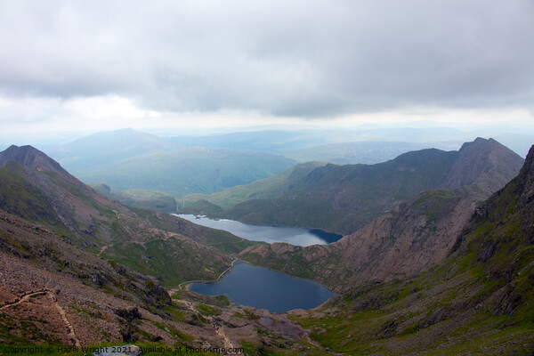Lakes view from Mount Snowdon Picture Board by Hazel Wright