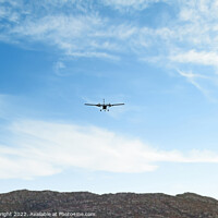 Buy canvas prints of Plane landing, Barra airport by Hazel Wright