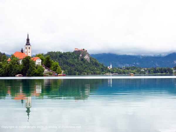 Lake Bled Reflections Picture Board by Hazel Wright