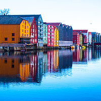 Buy canvas prints of Vibrant Trondheim Waterfront by Hazel Wright