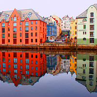 Buy canvas prints of Alesund waterfront, Norway by Hazel Wright