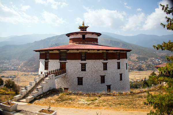 Temple in the Paro Valley, Bhuitan Picture Board by Hazel Wright