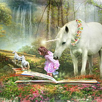 Buy canvas prints of Unicorn Book Of Magic by Trudi Simmonds
