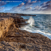 Buy canvas prints of Around The Cliffs At Portland (panoramic) by Derek Daniel