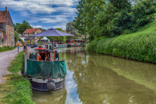Narrowboats Reflecting In The Canal Picture Board by Derek Daniel