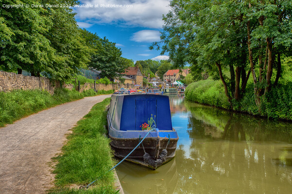 Narrowboats Reflecting In The Canal #2 Picture Board by Derek Daniel