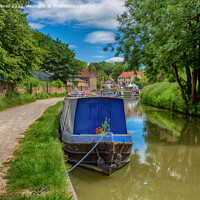 Buy canvas prints of Narrowboats Reflecting In The Canal #2 by Derek Daniel