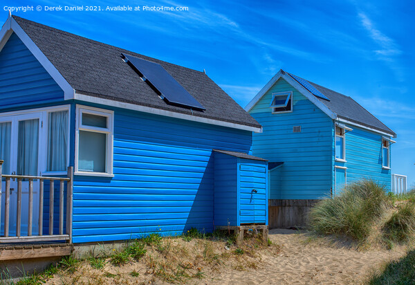 Blue Beach Huts Picture Board by Derek Daniel