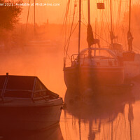 Buy canvas prints of Misty Morning Along the Riverbank by Derek Daniel