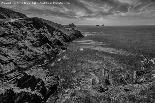 Kerry Cliffs, Ireland (mono) Picture Board by Derek Daniel