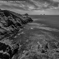 Buy canvas prints of Kerry Cliffs, Ireland (mono) by Derek Daniel
