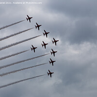 Buy canvas prints of Thrilling Display by The Red Arrows by Derek Daniel