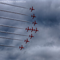 Buy canvas prints of Thrilling Red Arrows Take Over Bournemouth Sky by Derek Daniel