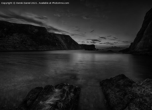 Sunrise at Man O'War Bay, Dorset (mono) Picture Board by Derek Daniel