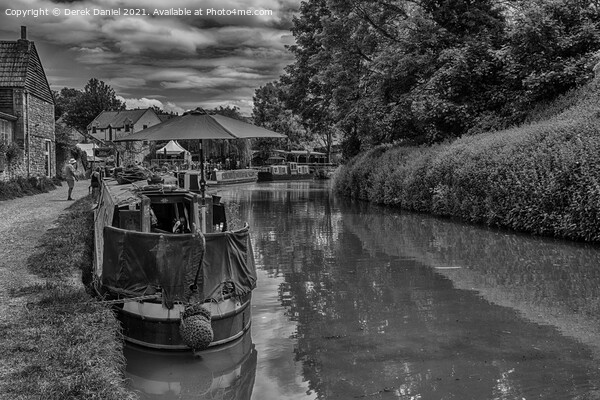 Narrowboats, Kennet and Avon Canal (mono) Picture Board by Derek Daniel