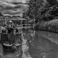 Buy canvas prints of Narrowboats, Kennet and Avon Canal (mono) by Derek Daniel