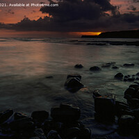 Buy canvas prints of Kimmeridge Sunset #4 (panoramic) by Derek Daniel