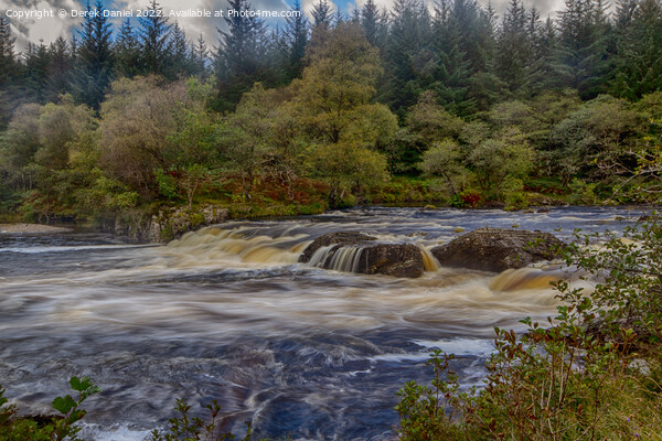 The fast flowing river through Glen Orchy Picture Board by Derek Daniel