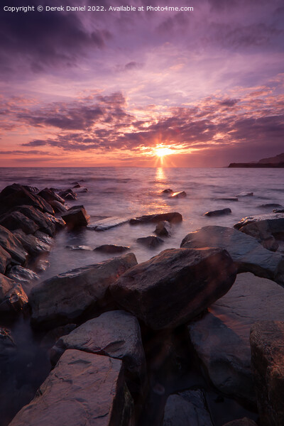 Dazzling Sunset Over Jurassic Coast Picture Board by Derek Daniel