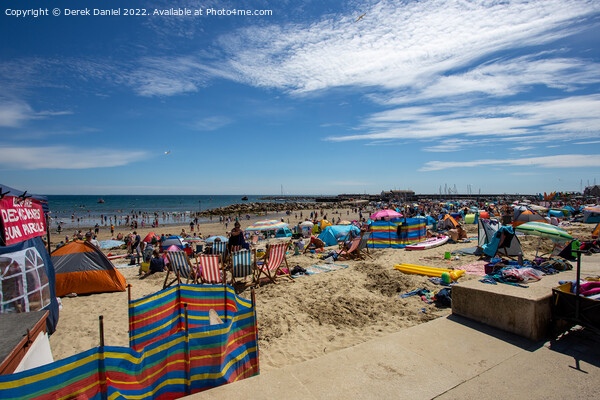 The Vibrant Scene of Lyme Regis Beach Picture Board by Derek Daniel