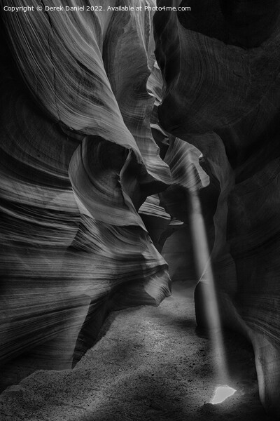 Light Beam in Antelope Canyon (mono) Picture Board by Derek Daniel