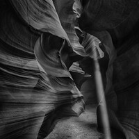 Buy canvas prints of Light Beam in Antelope Canyon (mono) by Derek Daniel