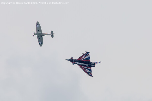 Spitfire and Typhoon at Bournemouth Airshow Picture Board by Derek Daniel
