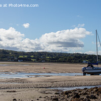 Buy canvas prints of Marooned Boat, Red Wharf Bay, Anglesey (panoramic) by Derek Daniel