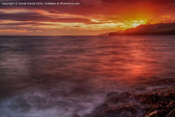 Majestic Sunset over Jurassic Seascape Picture Board by Derek Daniel