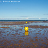 Buy canvas prints of Yellow Buoy's on Benllech Beach, Anglesey by Derek Daniel