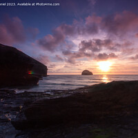 Buy canvas prints of Majestic Sunset over Trebarwith Strand by Derek Daniel