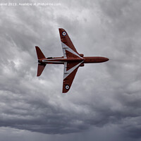 Buy canvas prints of RAF Red Arrow Flying Solo by Derek Daniel