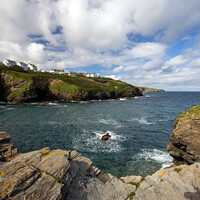 Buy canvas prints of Looking over to Port Isaac from Port Gaverne Headl by Derek Daniel