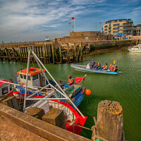 Buy canvas prints of Boat trip ay West Bay, Dorset by Derek Daniel