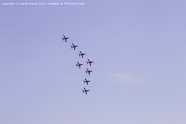 Red Arrows formation flying display at Bournemouth Picture Board by Derek Daniel
