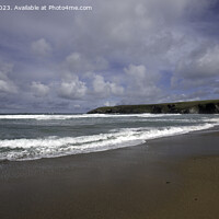 Buy canvas prints of The Sandy Beach at Holywell, Cornwall by Derek Daniel