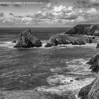 Buy canvas prints of Kynance Cove From The Cliffs (mono) by Derek Daniel